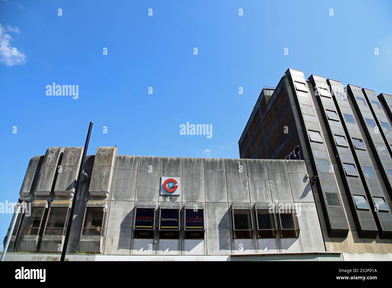 Postwar concrete building on the High Street in Birmingham Stock Photo