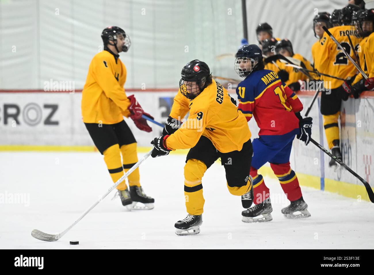 Danielius Cecekovas of Lithuania skates during the 2025 Ice Hockey U20
