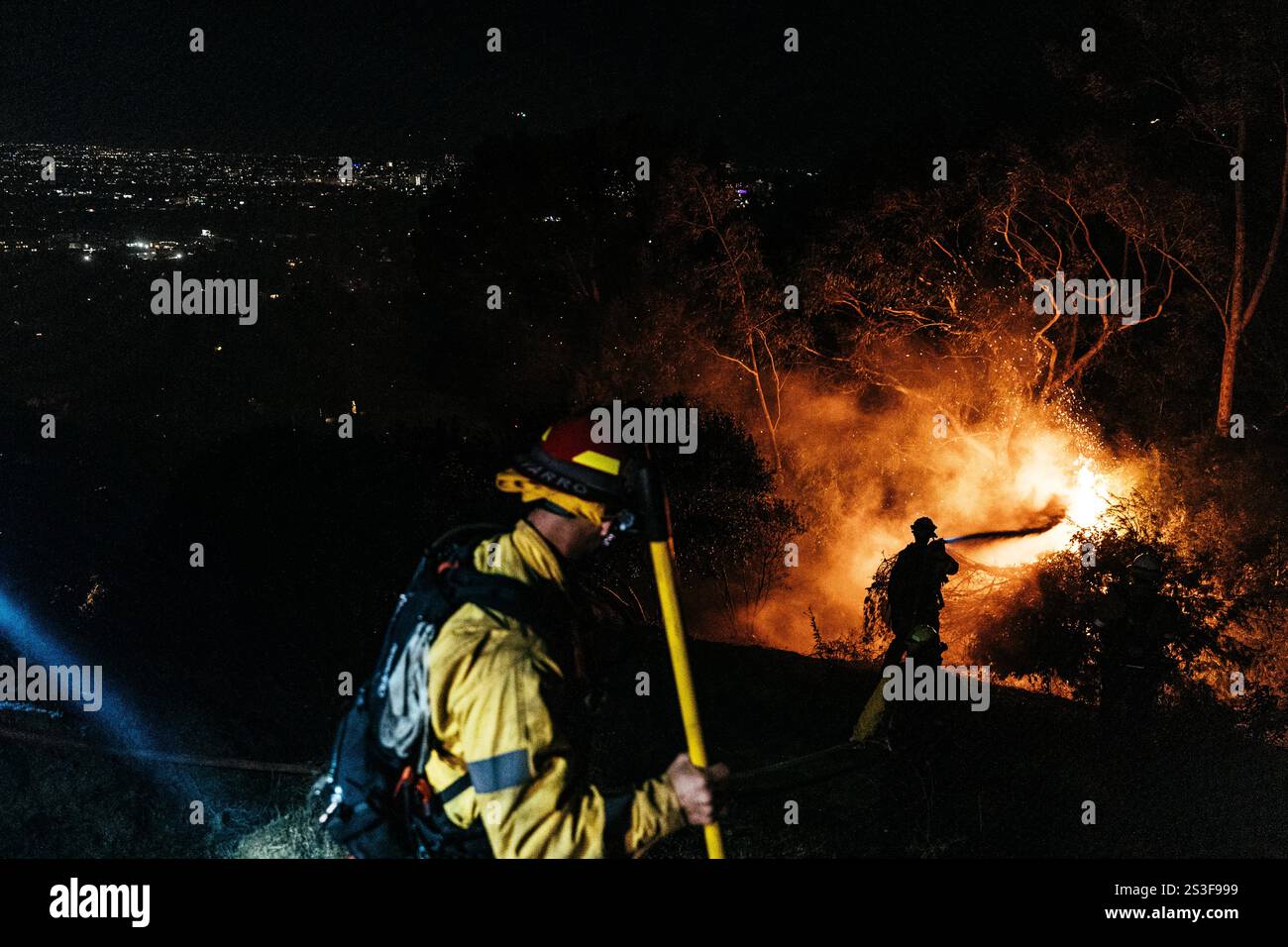 Fire Crews work through the night to suppress the Sunset Fire as it