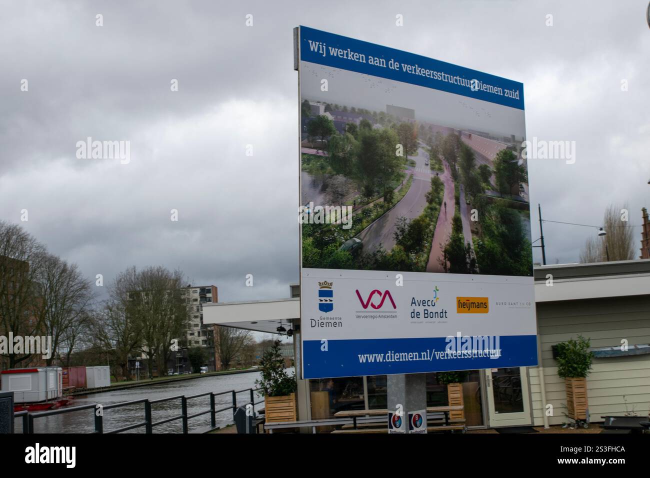 Billboard Gemeente Diemen Reconstructions At Diemen The Netherlands 6-1-2025 Stock Photo