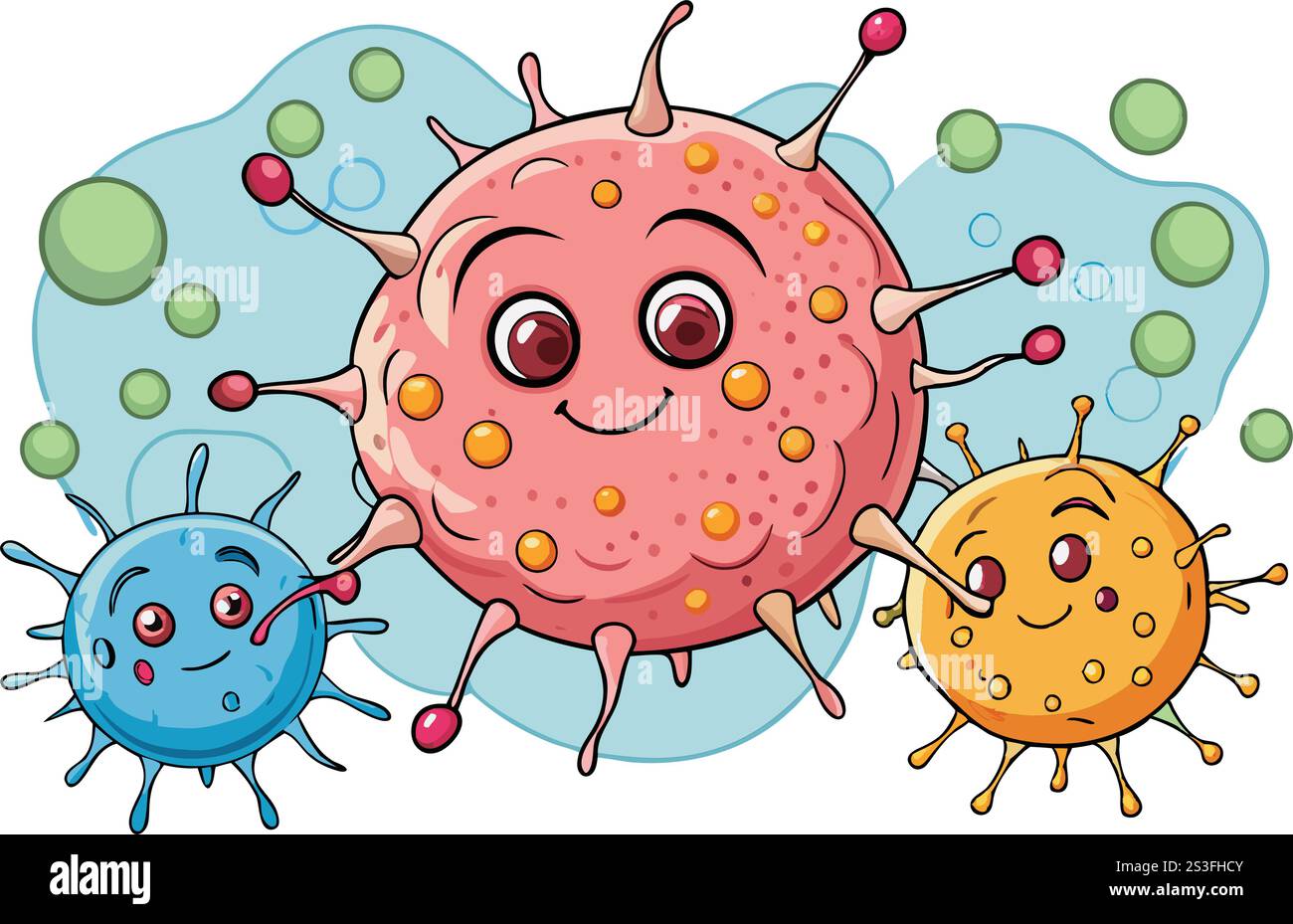 Creative Cartoon Cancer Cell Illustrations With Diverse Colors And 