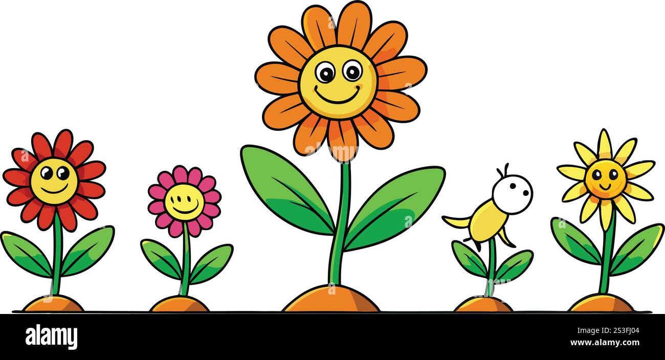 Vibrant depiction of happy flowers and growth charts as symbols of ...