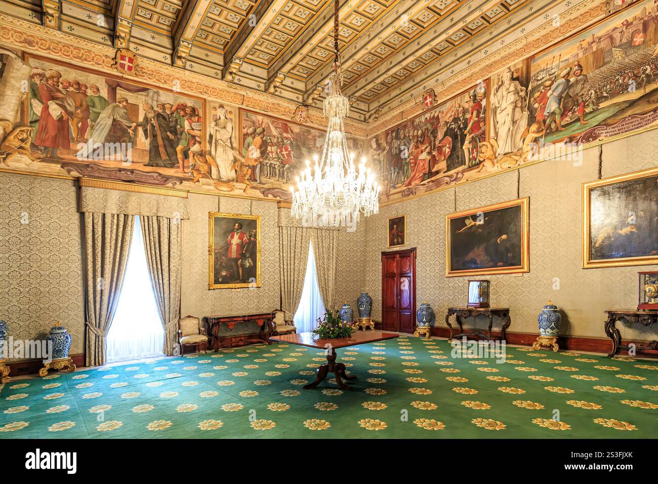 Grandmaster Palace, Palace state rooms, Valletta, Malta Stock Photo