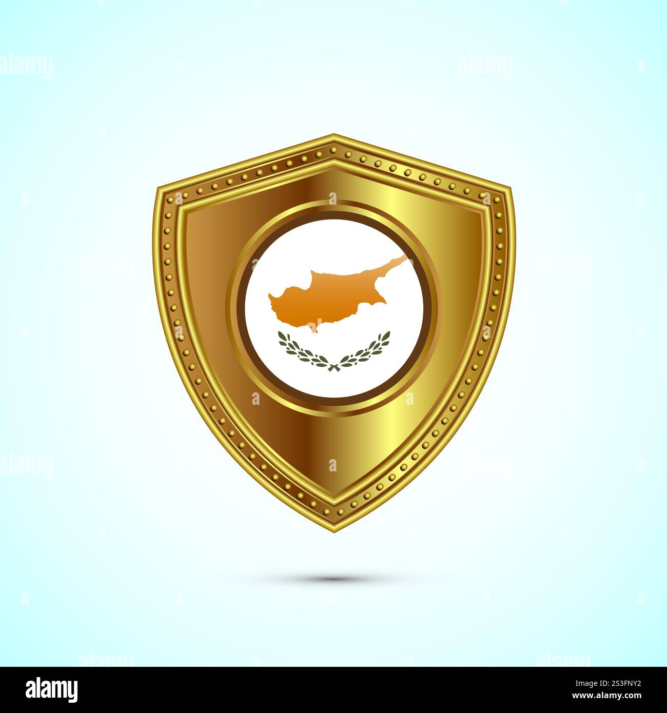 Rounded flag of Cyprus with glossy gold shield Stock Vector Image & Art ...