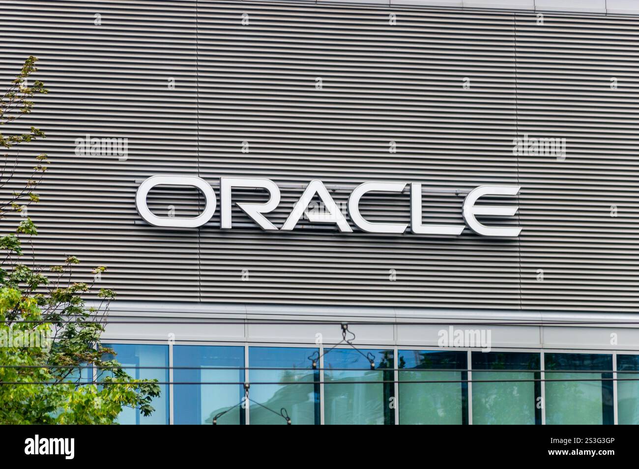 Warsaw, Poland - June 22, 2024: Logo and sign of Oracle. Oracle is an ...