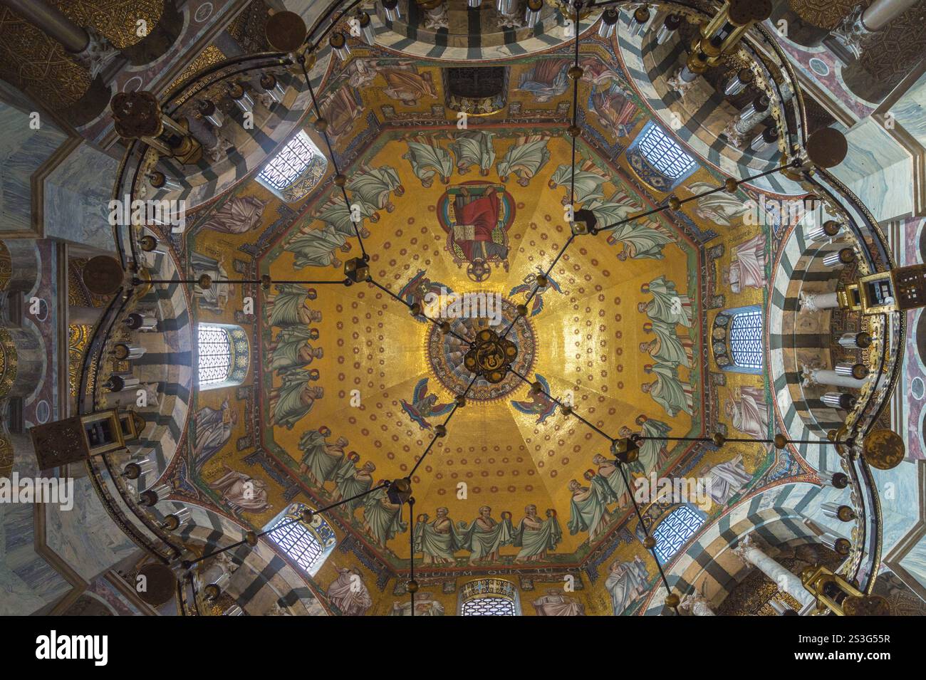 Mosaic of the four evangelists, Charlemagne's chapel (Pfalzkapelle), Aachen cathedral, (Aix-la-Chapelle), Nordrhein-Westfalen, Germany Stock Photo