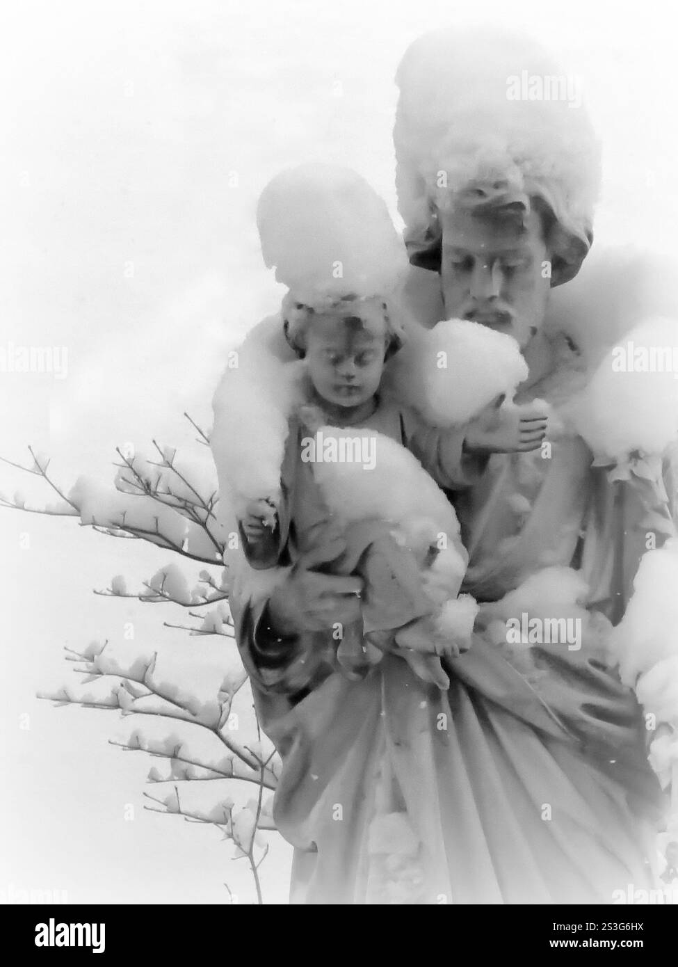 Saint Joseph Holding Baby Jesus Catholic Statue Stock Photo