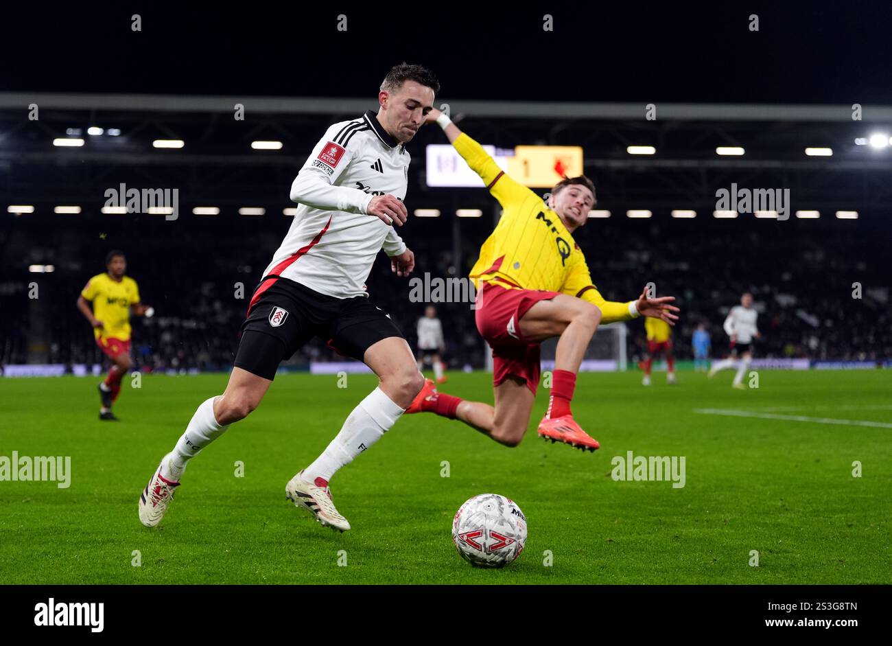 Fulham's Timothy Castagne crosses the ball during the Emirates FA Cup