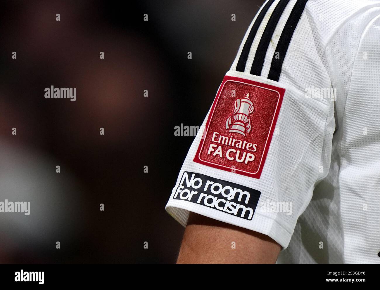 Emirates FA Cup sleeve badge and no room for racism badge during the