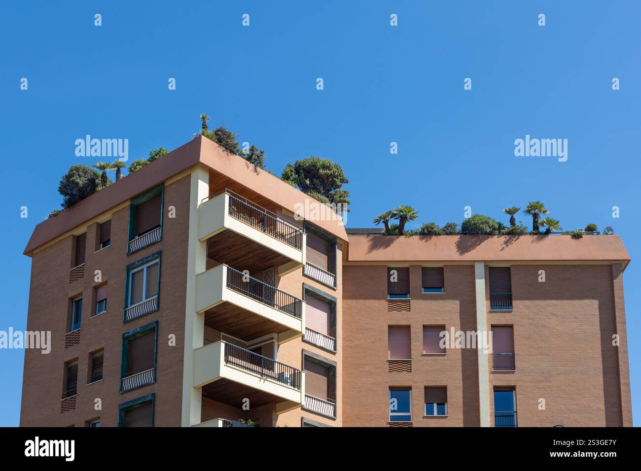 Picture of Modern Apartment Building with Rooftop Vegetation Stock Photo - Alamy