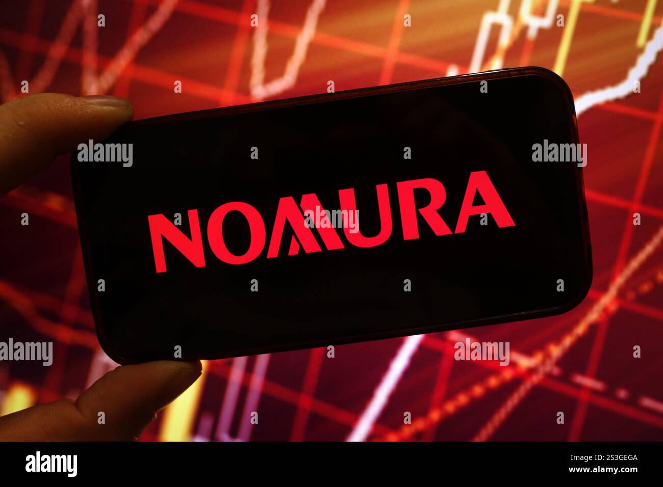 Poland. 06th Jan, 2025. In this photo illustration, the Nomura Holdings ...