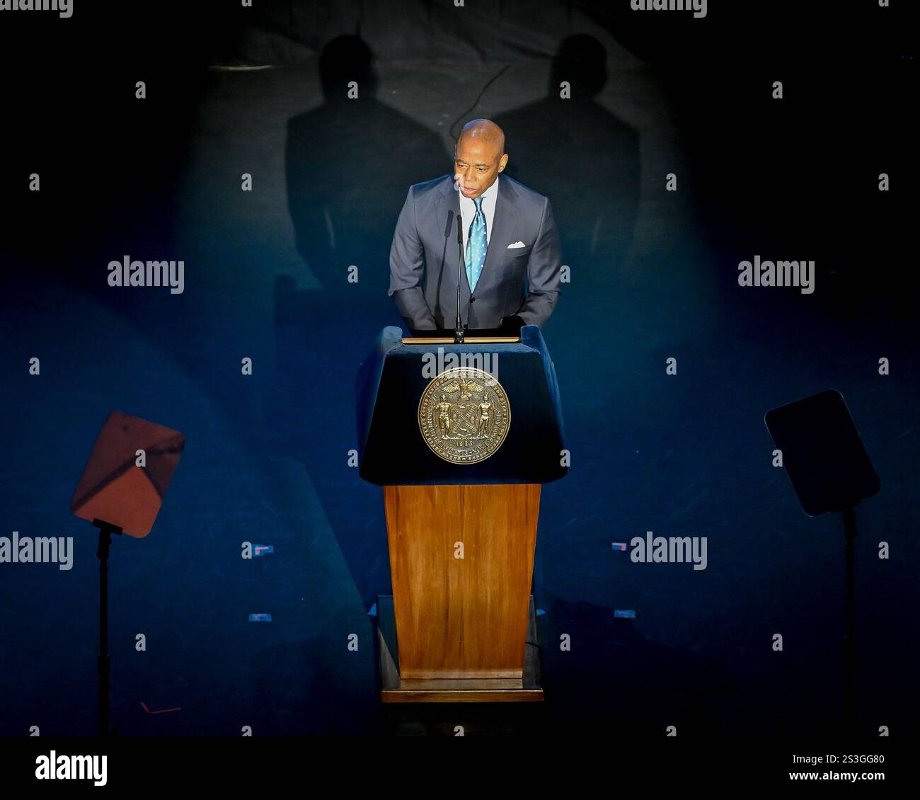 Mayor Eric Adams delivers the State of the City Address at the Apollo ...