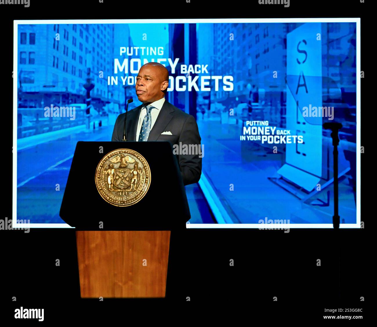Mayor Eric Adams delivers the State of the City Address at the Apollo ...