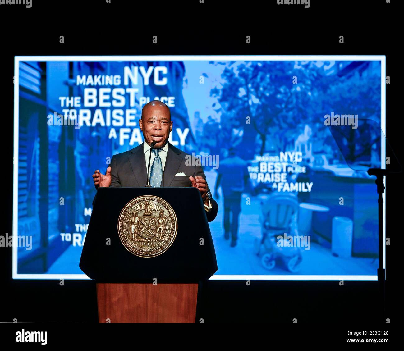 Mayor Eric Adams delivers the State of the City Address at the Apollo ...