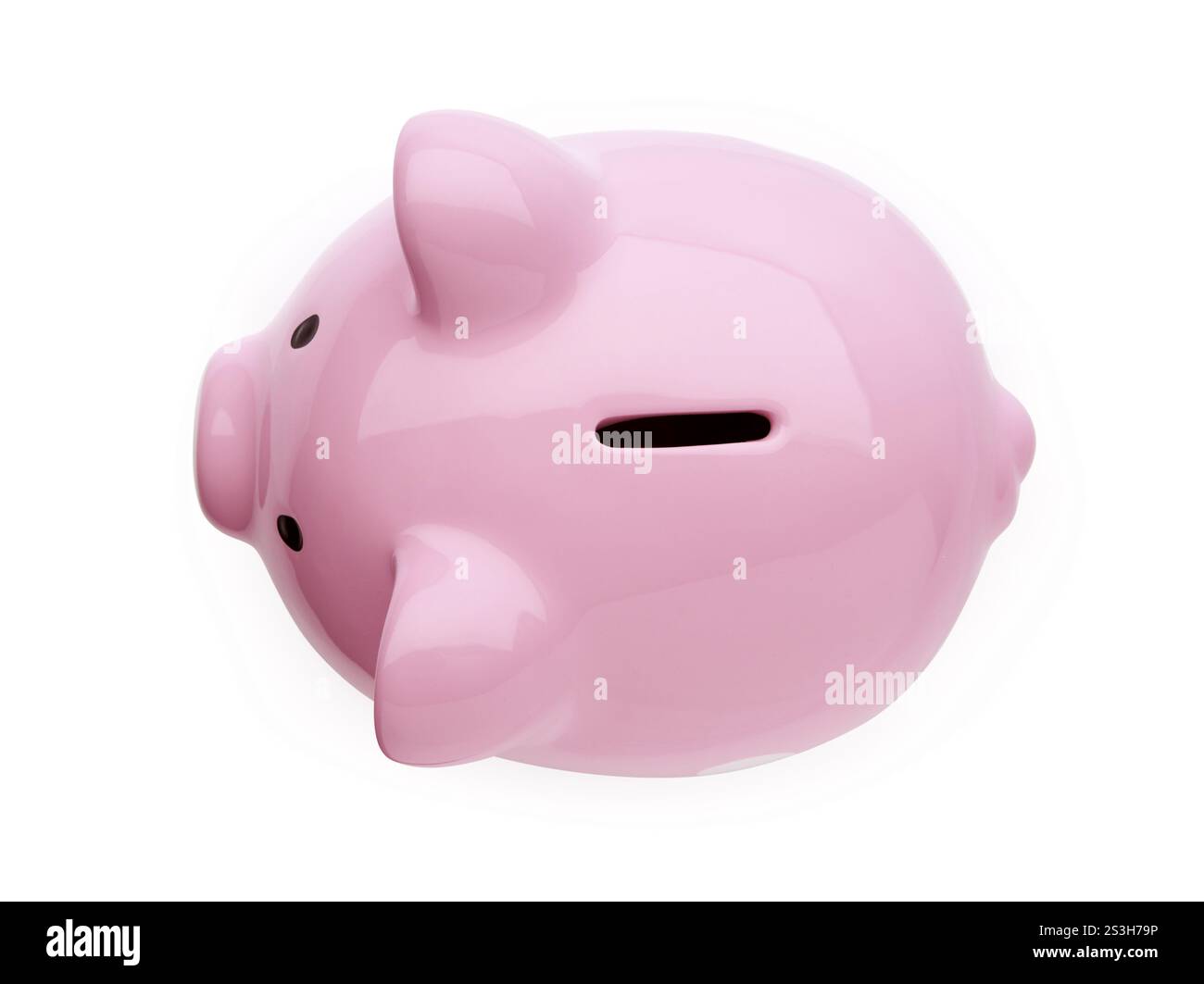 Pink cute piggy bank isolated on white background with clipping path ...