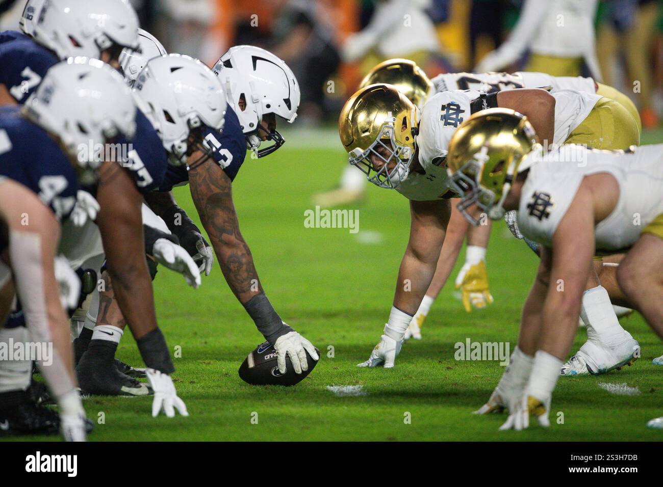 General view of the line of scrimmage during the 2025 Capital One