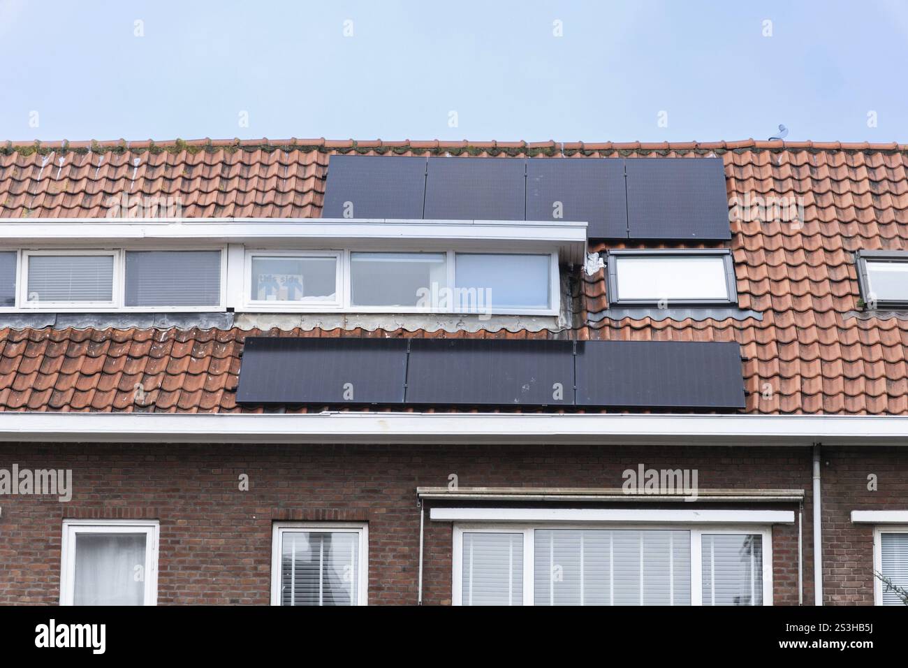 Solar panels on a roof in Scheveningen, The Hague, Netherlands Stock Photo