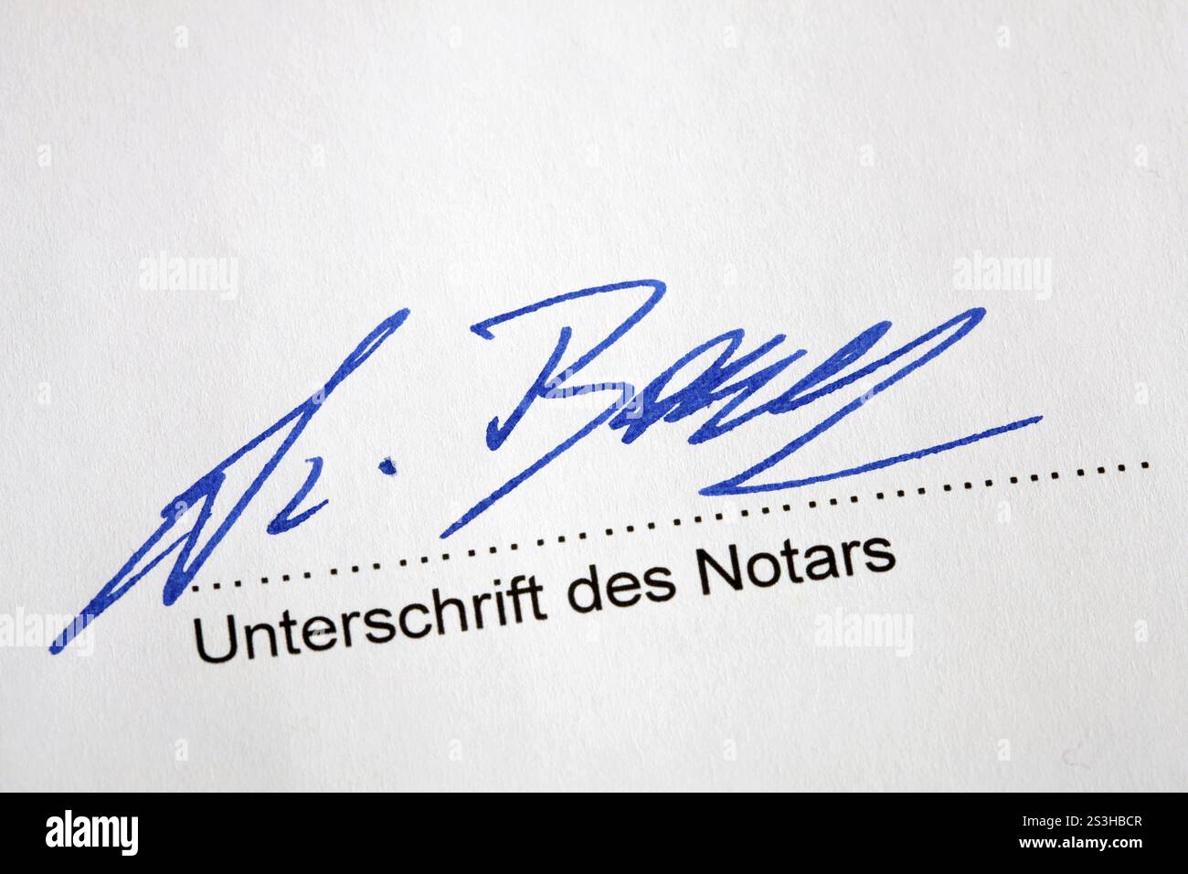 Signature of the notary under a notarised agreement Stock Photo - Alamy