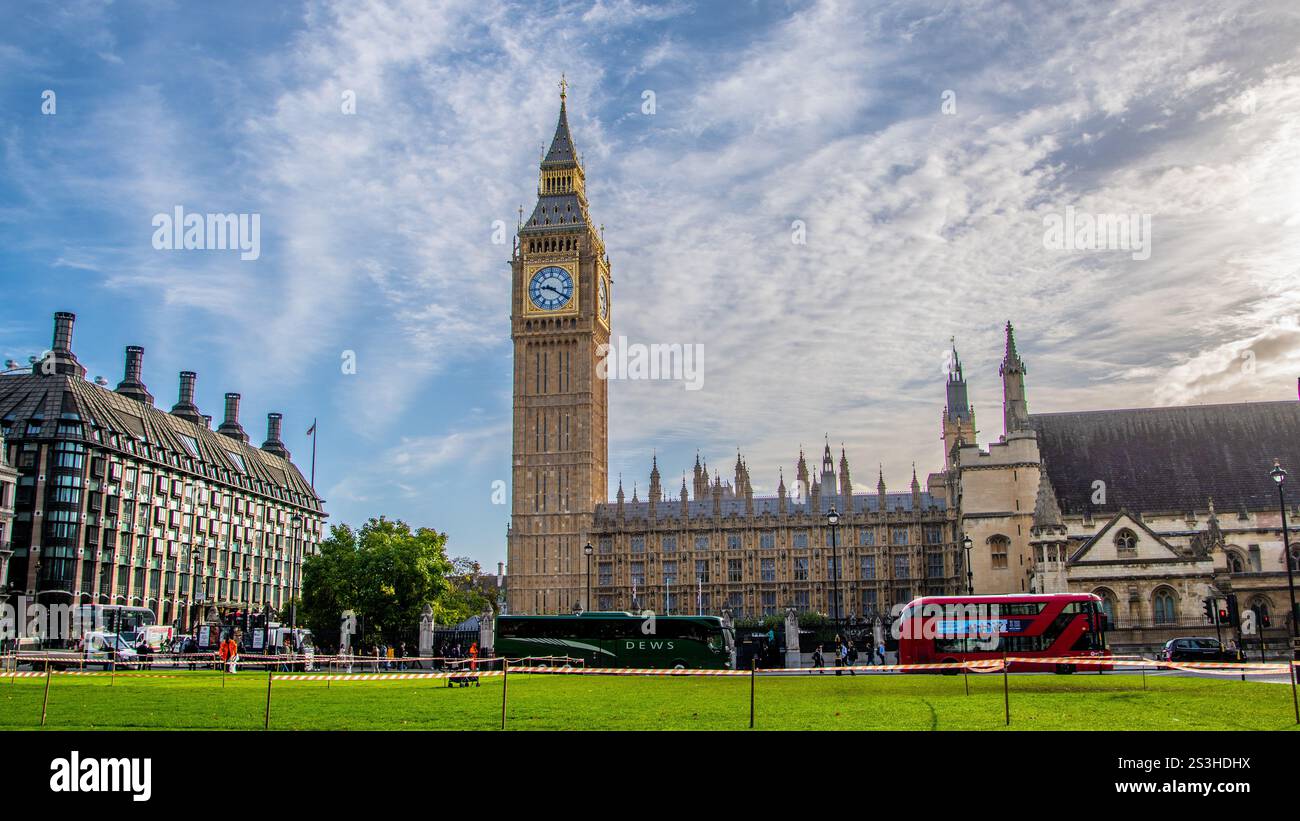 London UK, Oct. 06,2024 Big Ben tower of Houses of Parliament and