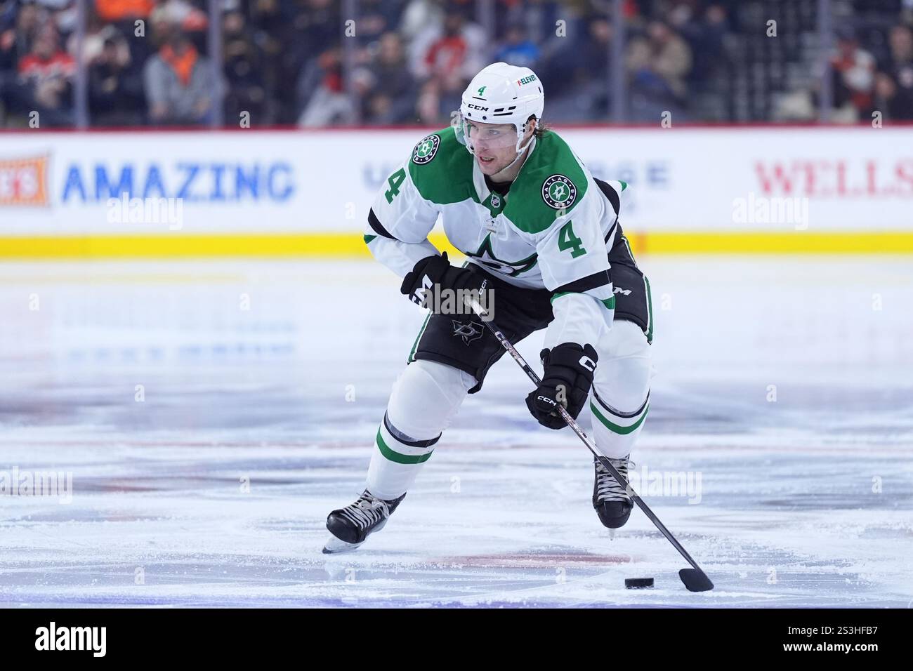 Dallas Stars' Miro Heiskanen plays during an NHL hockey game, Thursday