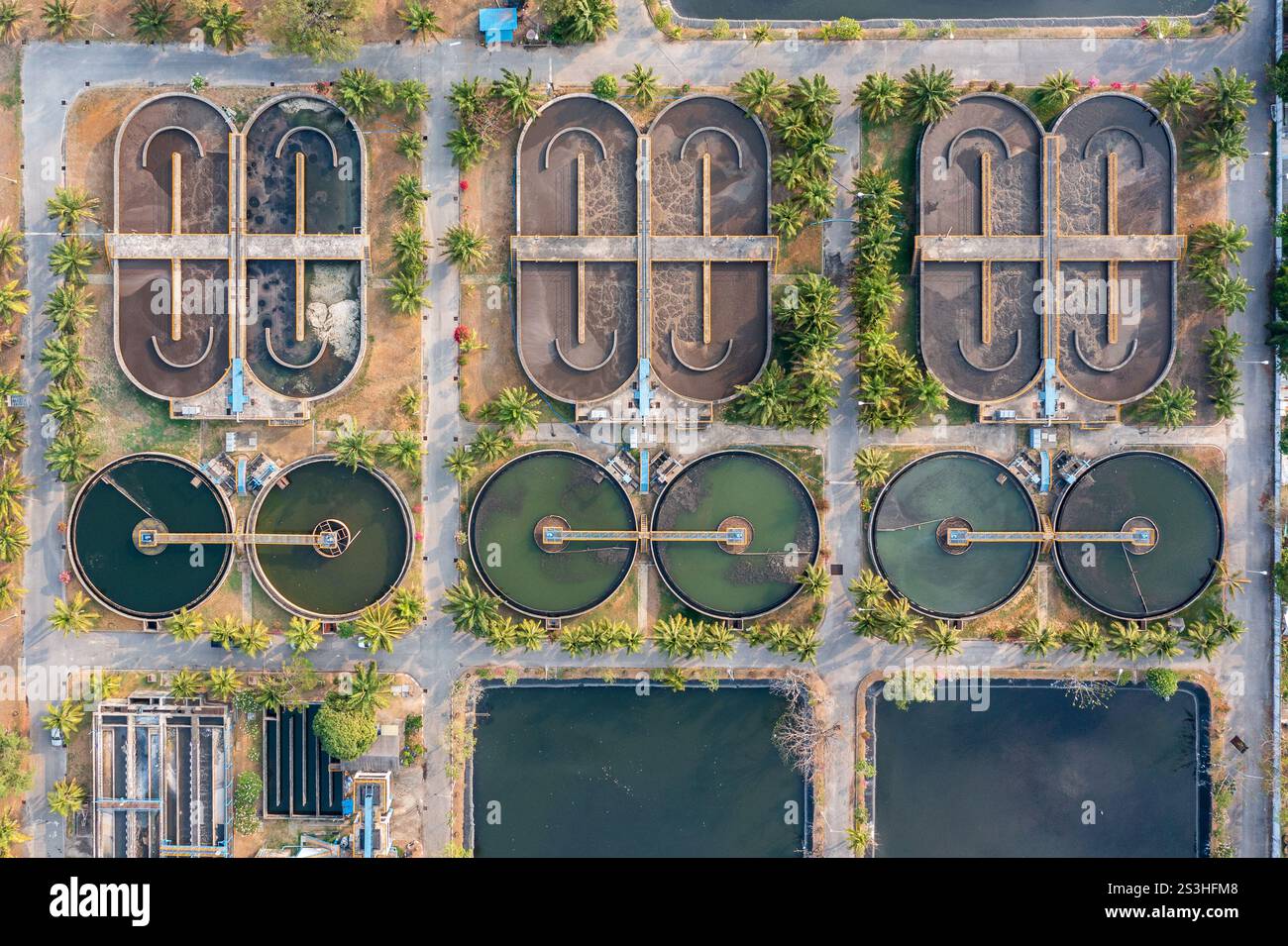 Aerial view of Water treatment plant Stock Photo - Alamy