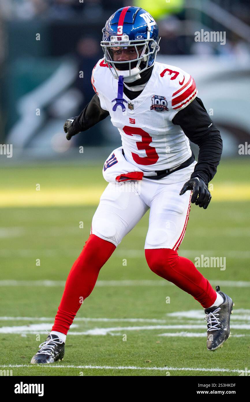 New York Giants cornerback Deonte Banks (3) in action during the NFL