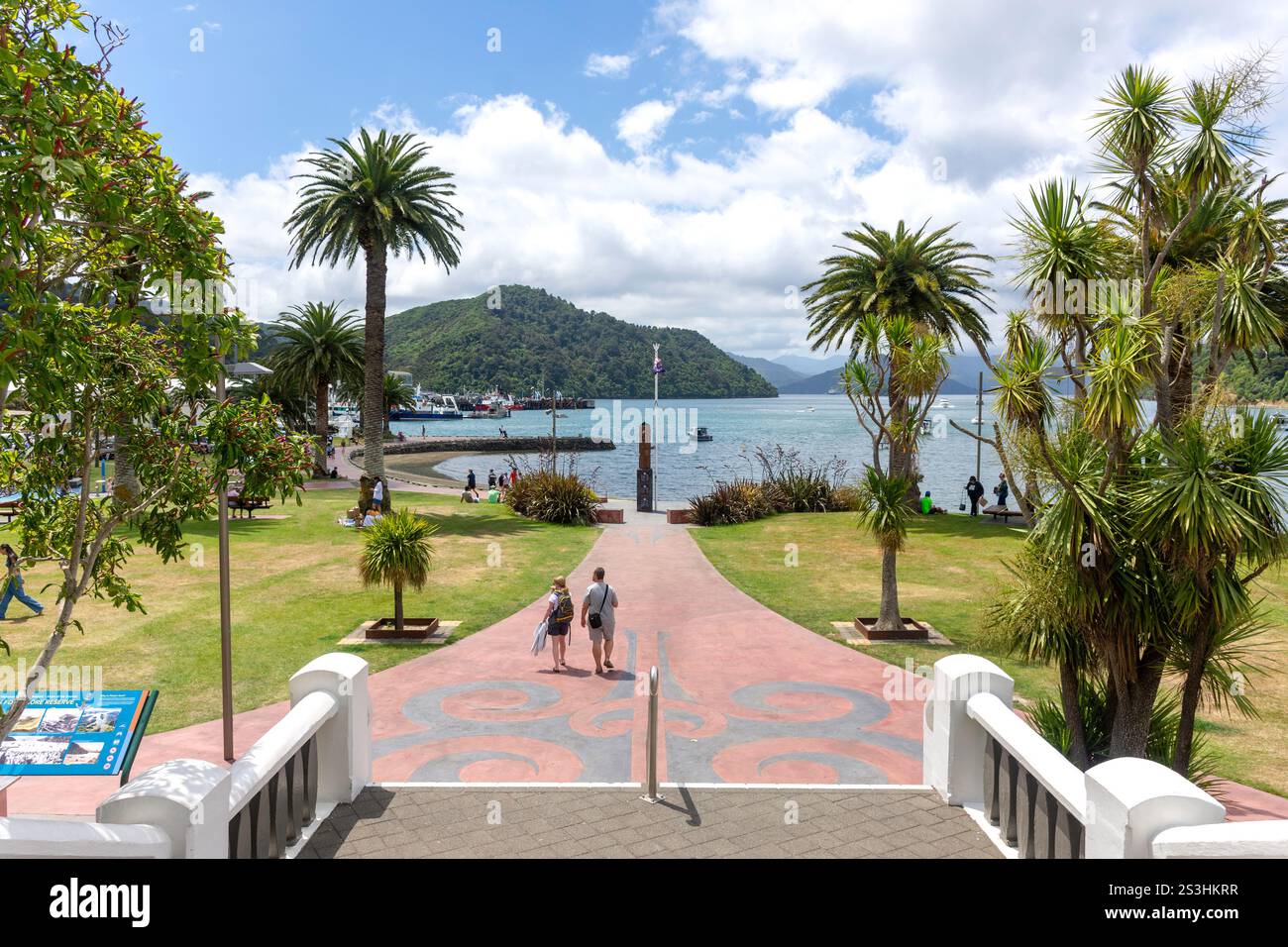 Marlborough Sounds from Picton Memorial Park, Picton (Waitohi), Marlborough Region, South Island, New Zealand Stock Photo
