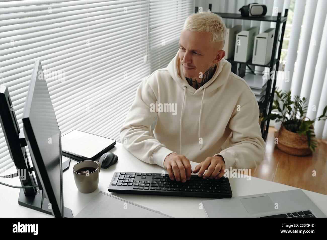 Programmer Developing Computer System In Office Stock Photo