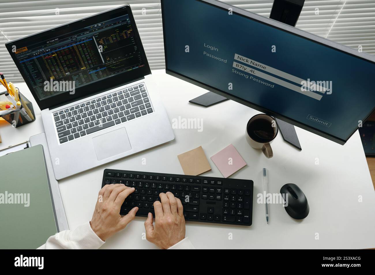 Programmer Working With Metadata On Computer Stock Photo