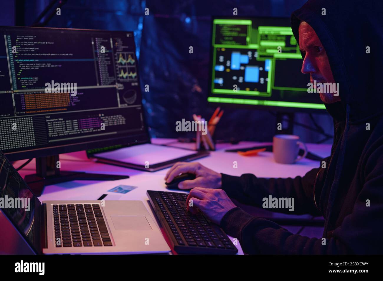 IT Worker Typing Codes On Computer Stock Photo