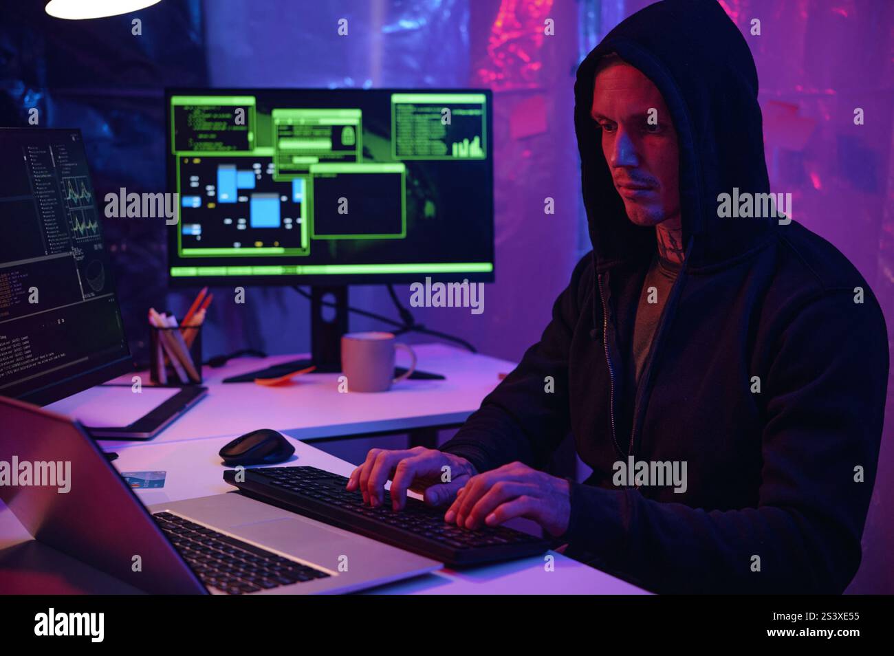 Programmer Developing Computer System In Office Stock Photo