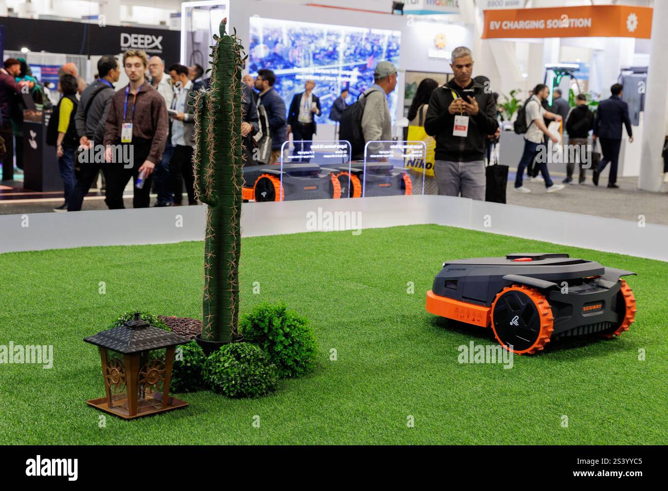 The Navimow robotic lawnmower, by Segway, on display at the Las Vegas ...