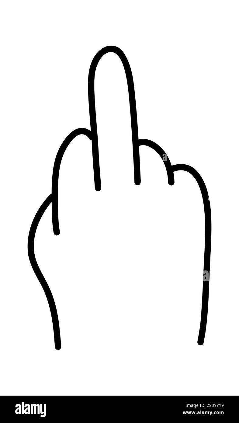 Middle Finger Sign Hand-Drawn Middle Finger Gesture Edgy Vector Illustration for Humorous ...