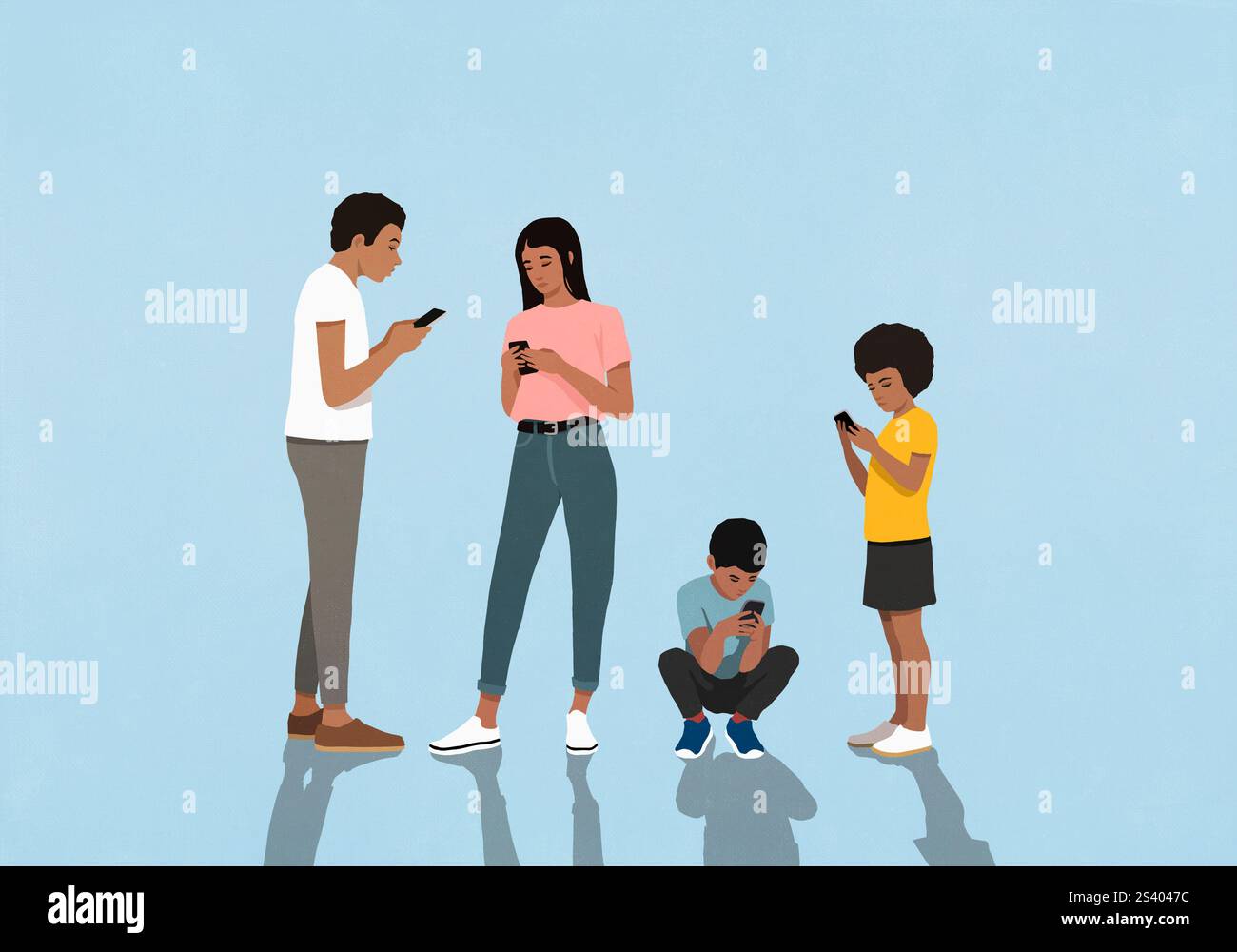 Family standing mobile phones hi-res stock photography and images - Alamy