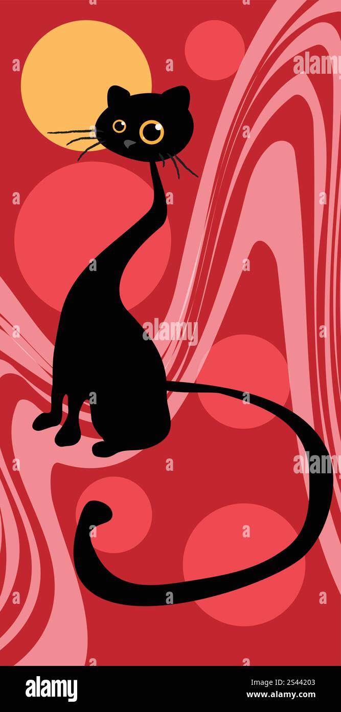 black cat on a red background Stock Vector Image & Art - Alamy