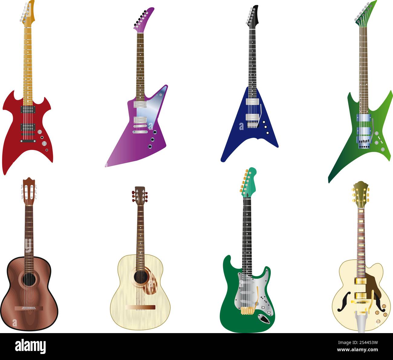 Guitars Color Instrument Set of full color acoustic and electro guitars Stock Vector Image & Art ...