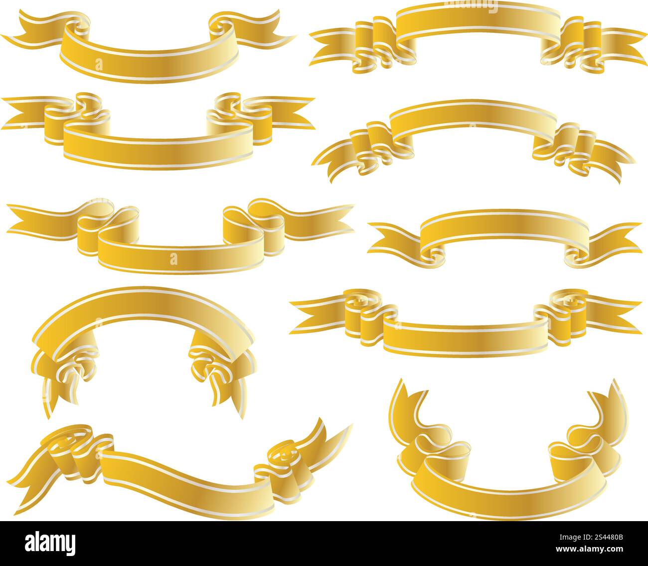 Golden Ribbon Graphics Golden vector ribbons set. Collection of vector temlates Stock Vector ...
