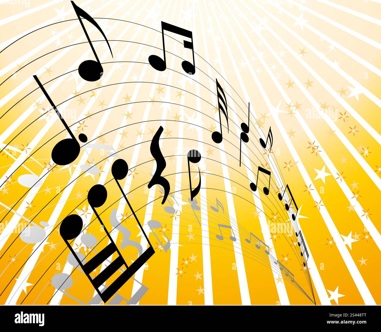 Musical note staff on the red background Stock Vector