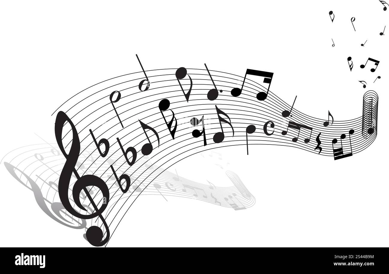 Musical notes staff theme for use in web design Stock Vector