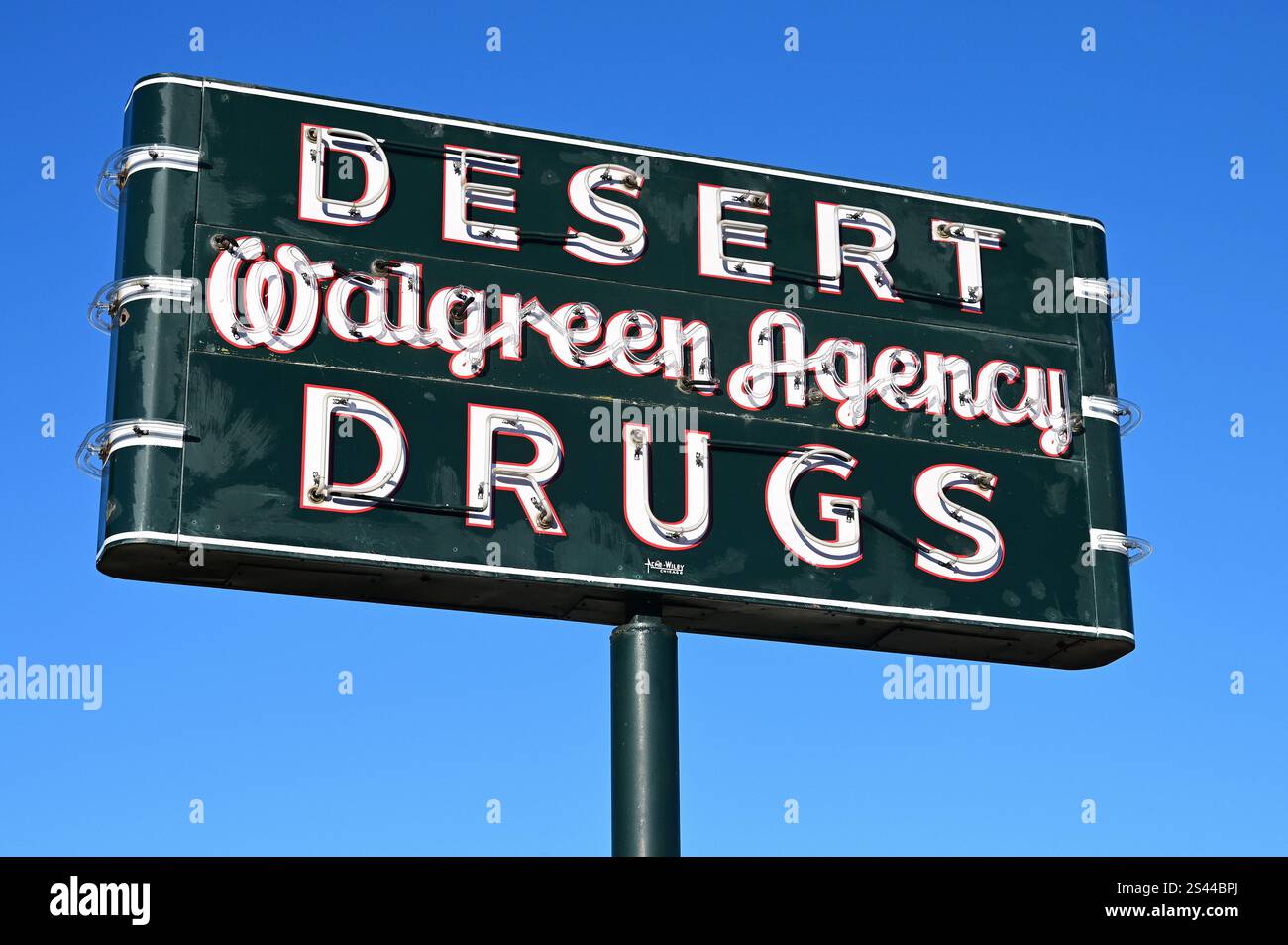 Old neon sign of Walgreen Agency, Kingman, Arizona, USA Stock Photo