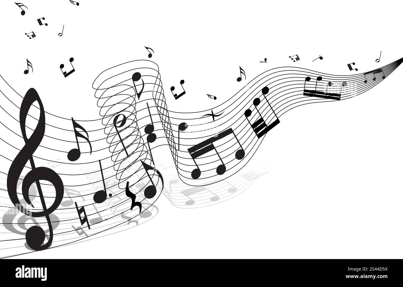 Musical notes staff theme for use in web design Stock Vector