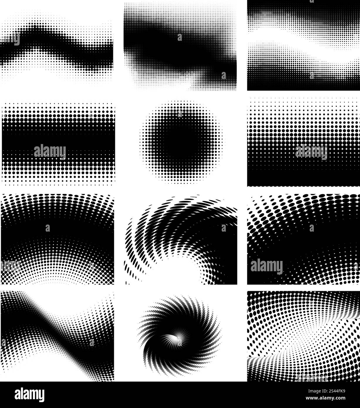 Set of different shape halftone vector background Stock Vector