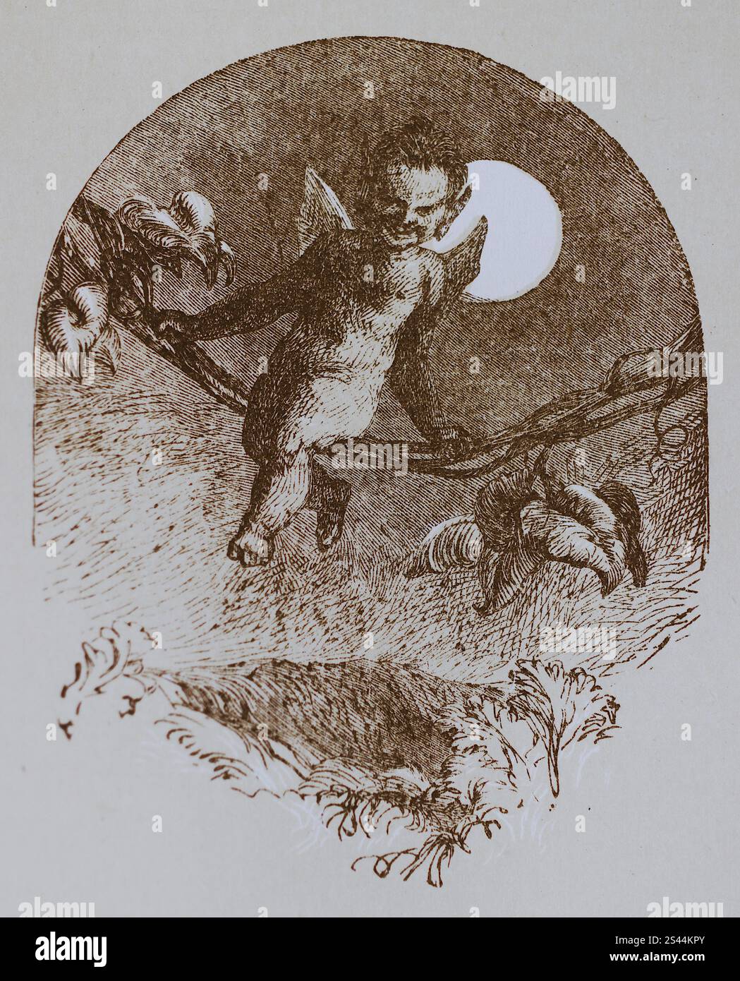 A devil-like winged character. A line drawing from Midsummer Night’s ...