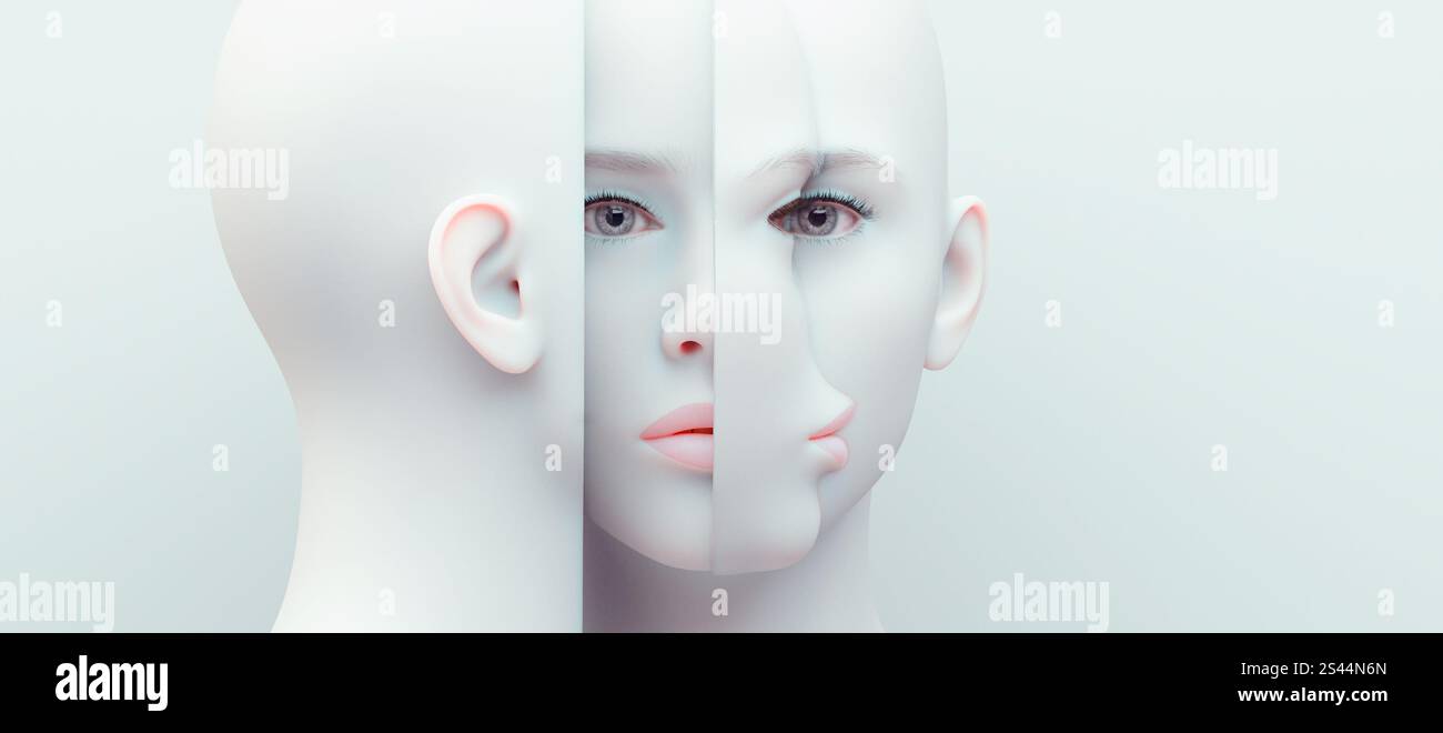 Abstract face profile of women . Diversity and supporting eachother ...