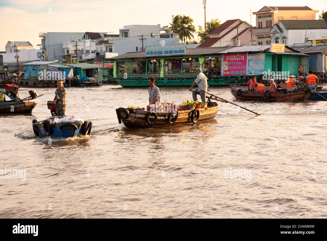Traditional wooden boats on Mekong river, Vietnam Stock Photo - Alamy