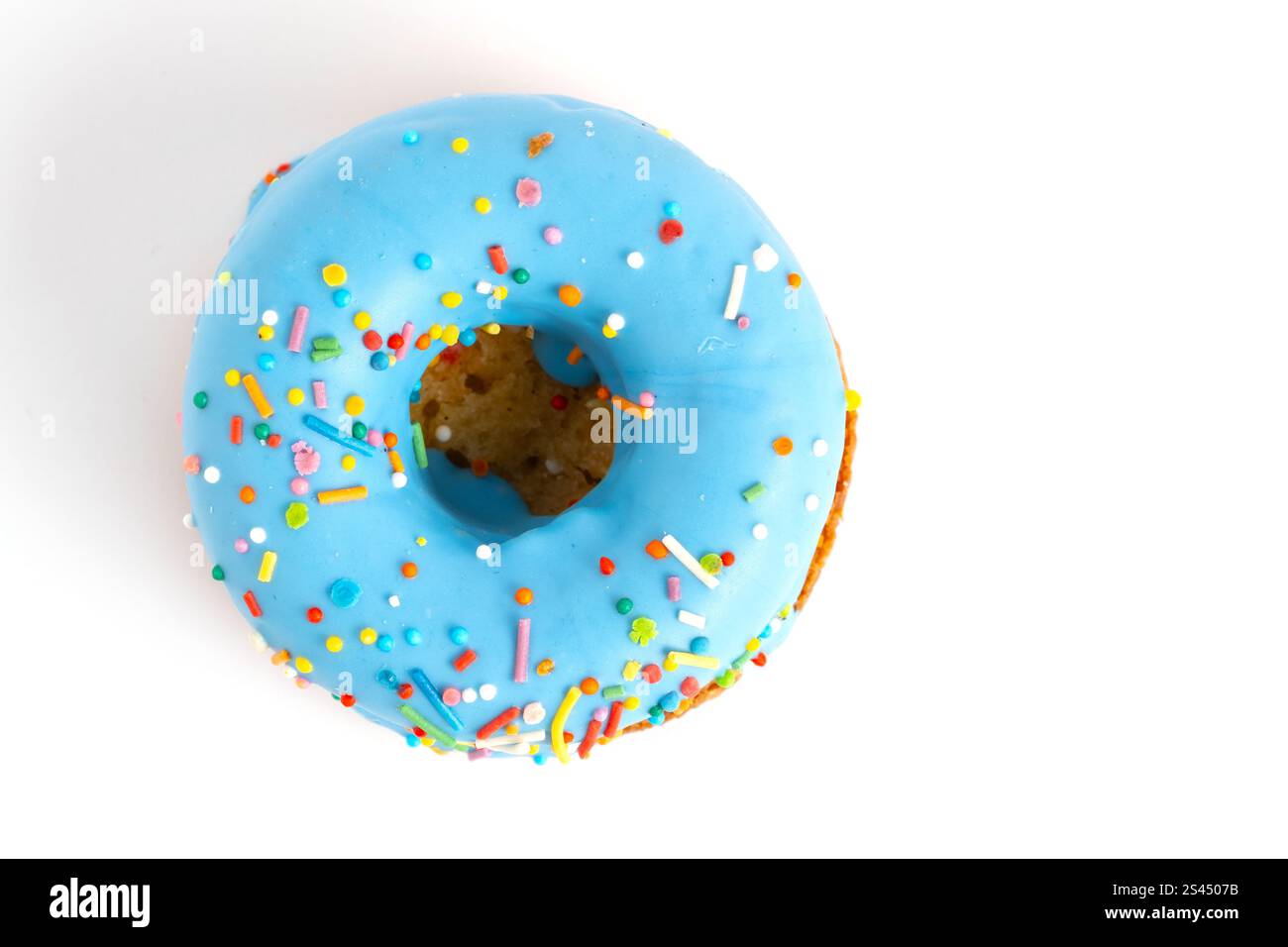 Blue glazed donut with sprinkles isolated on white background Stock ...