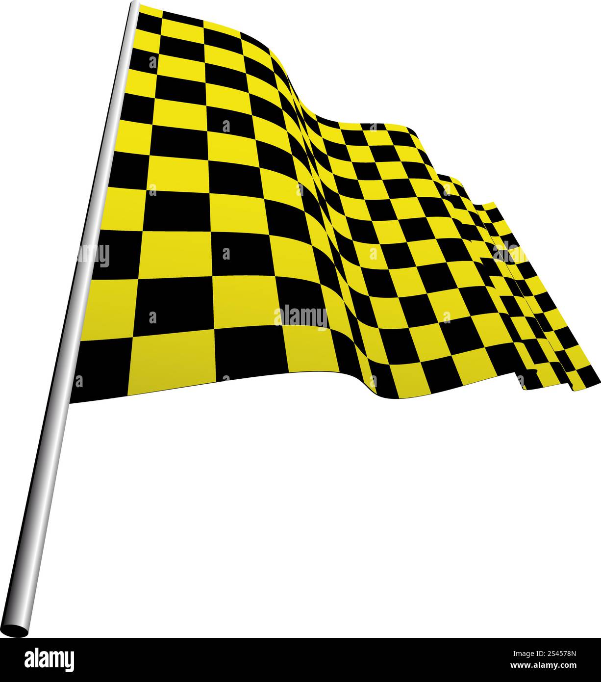 Yellow and black checked racing flag. Vector illustration. Stock Vector