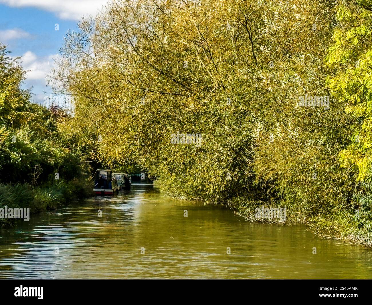 A houseboats along the Kennet and Avon Canal near Hungerford in Berkshire. - Smartphone Captured Stock Image