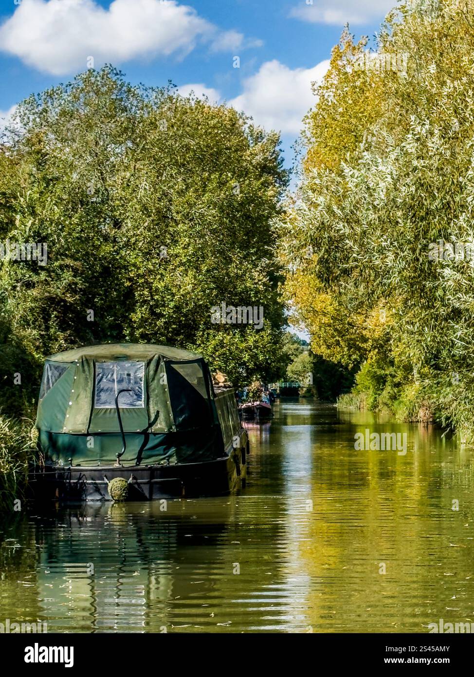 Houseboats along the Kennet and Avon Canal near Hungerford in Berkshire. - Smartphone Captured Stock Image