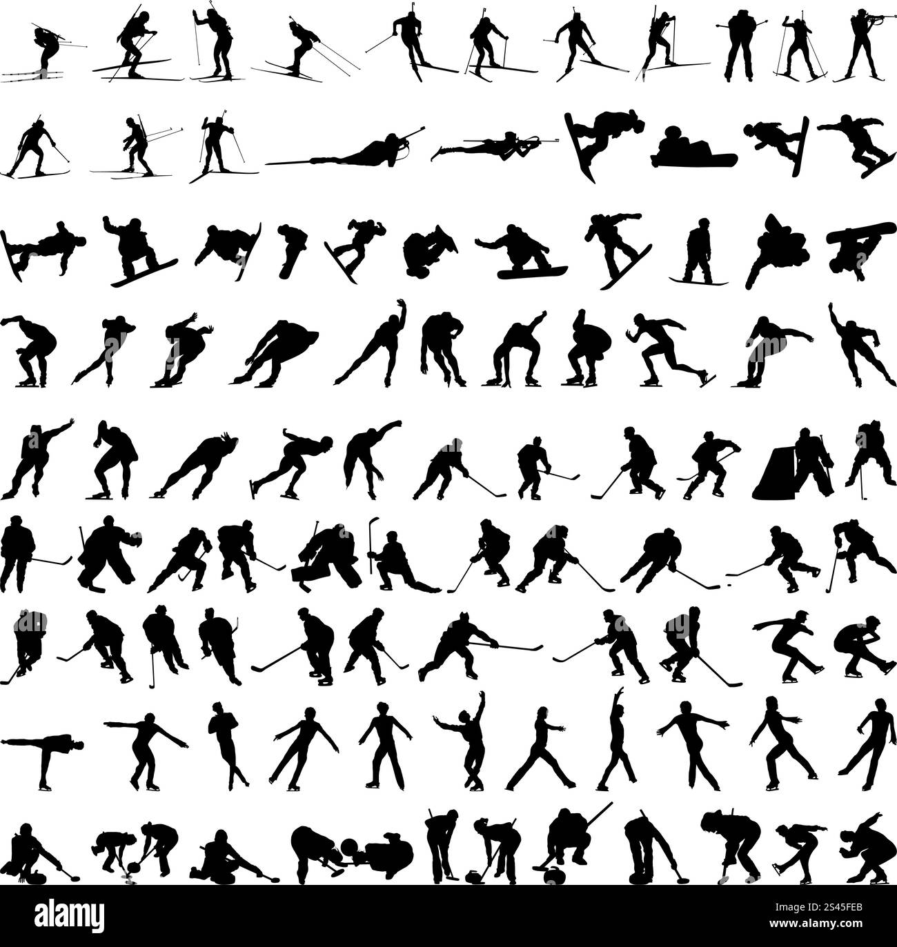 Set of winter sport silhouettes. Vector illustration Stock Vector Image ...